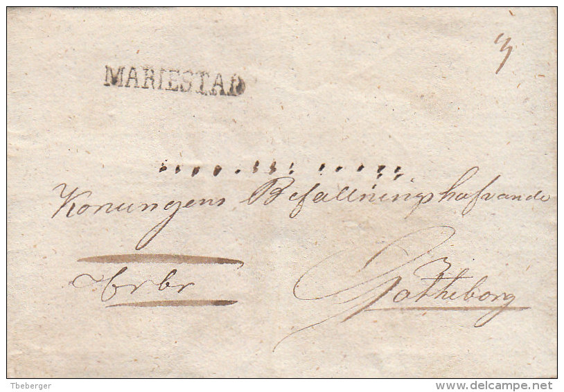 Sweden MARIESTAD On Cover To Götheborg Göteborg 1830 (n73) - ... - 1855 Prephilately