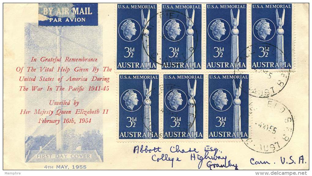 1955  American Memorial  SG 283 X7  On Mappin &amp; Curran FDC To USA - FDC