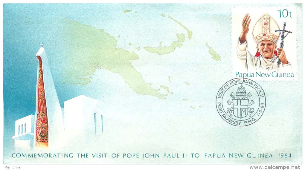 PNG   11984  10t Enveloppe  Postal Stationery  Visit Of Pope John Paul !! To PNG   Unaddressed - Papua New Guinea