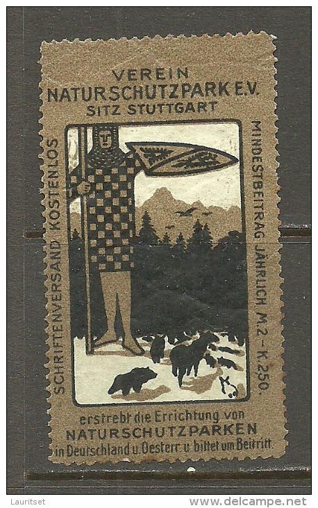 Reklamemarke Vignette Verein Naturschutzpark Stuttgart - Erinnofilie