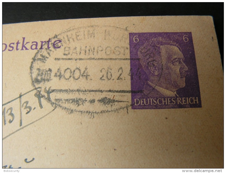 == DR Karte  Bahnpost  Mannheim 1944 - Other & Unclassified