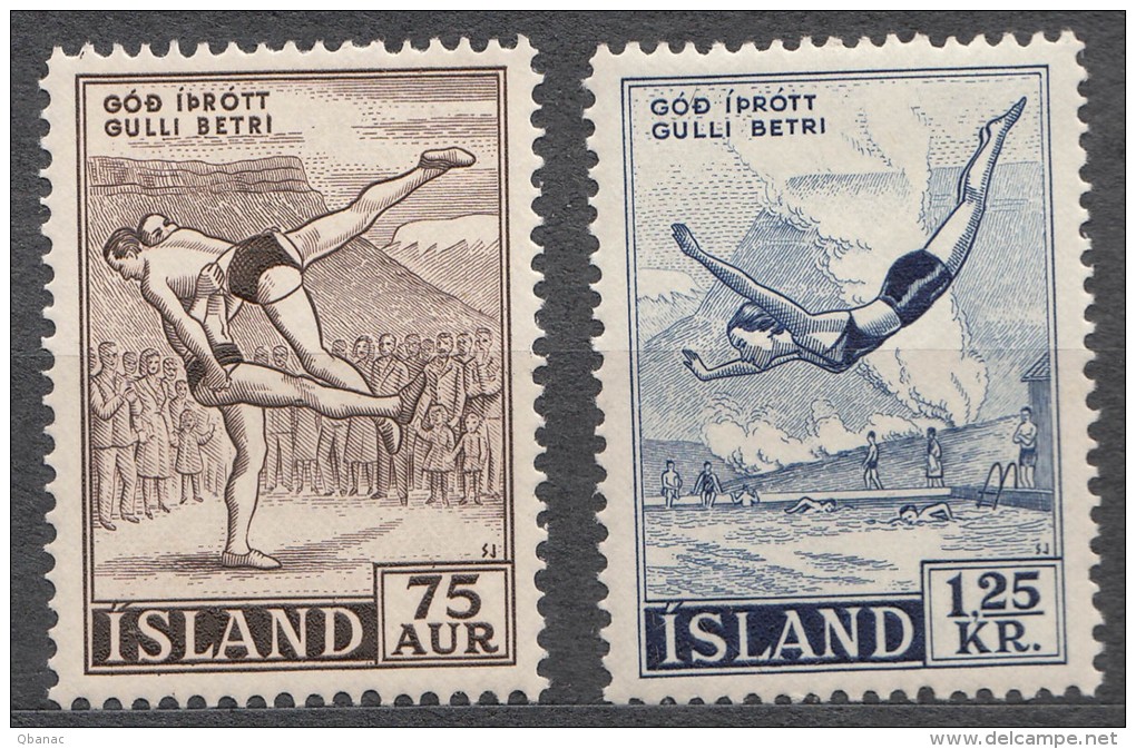 Iceland Island Ijsland Sport 1955 Mi#298-299 Mint Hinged - Unused Stamps