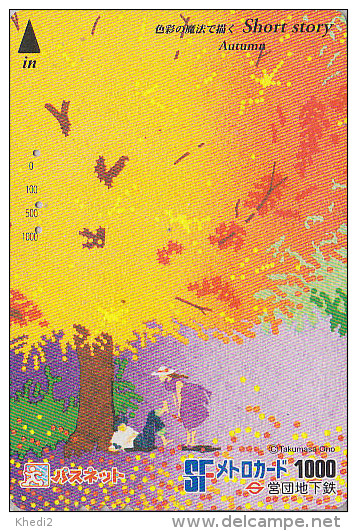 Carte Prépayée Japon - Série SHORT STORY - Quatre Saisons - Saison AUTOMNE Forêt Insecte - AUTUMN Insect Japan Card - 03 - Seasons