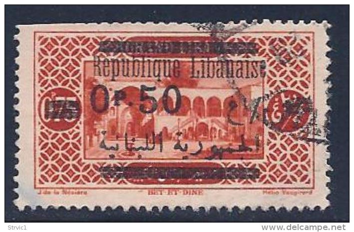 Lebanon, Scott # 102 Used Bet Et Dine, Surcharged And Overprinted, 1929, Trimmed Perfs - Lebanon