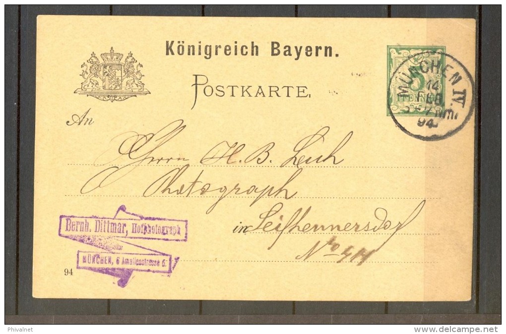 1894 BAVIERA - BAYERN, ENTERO POSTAL CIRCULADO DESDE MUNICH - MÜNCHEN - Autres & Non Classés