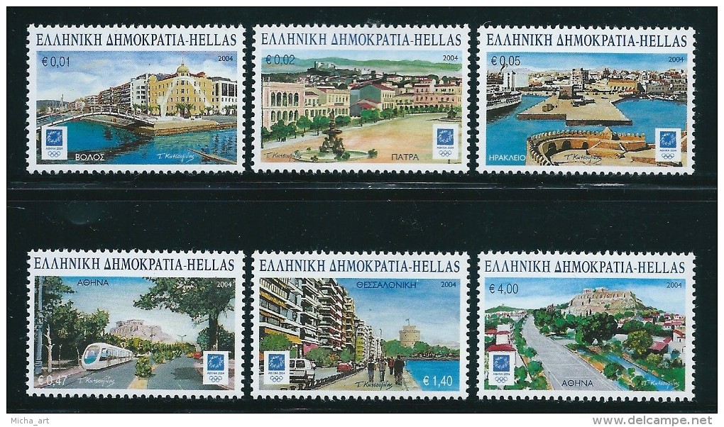 (B250-2) Greece 2004 Olympic Games Athens - Views Of Olympic Cities Set MNH - Nuovi