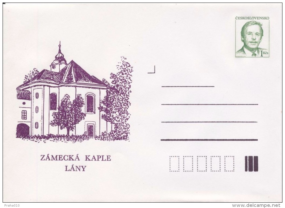 J0856 - Czechoslovakia (1992) Postal Stationery / President Vaclav Havel: Lany - Castle Chapel - Omslagen