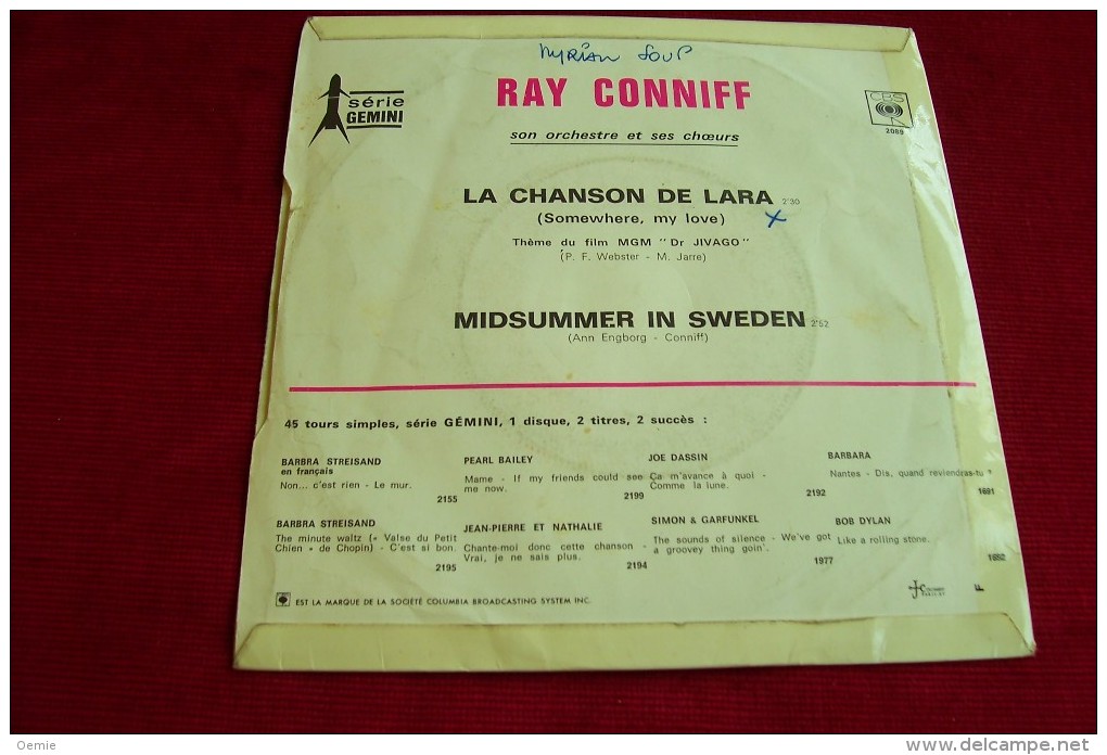 RAY  CONNIFF   °  LA CHANSON DE LARA - Collezioni