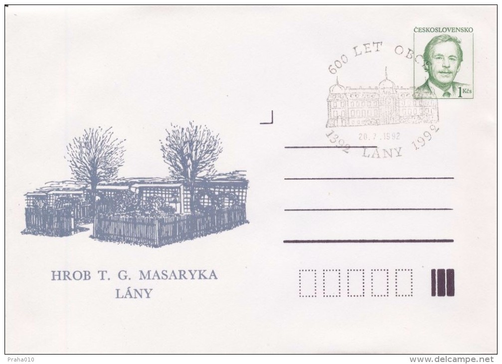 J0858-60 - Czechoslovakia (1992) Postal Stationery / President Vaclav Havel: Lany (3 Pcs.), 600 Years Of Village - Enveloppes