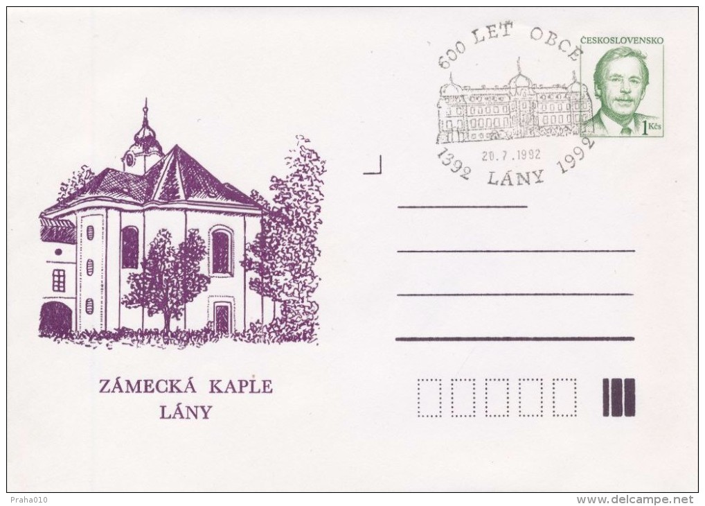 J0858-60 - Czechoslovakia (1992) Postal Stationery / President Vaclav Havel: Lany (3 Pcs.), 600 Years Of Village - Omslagen