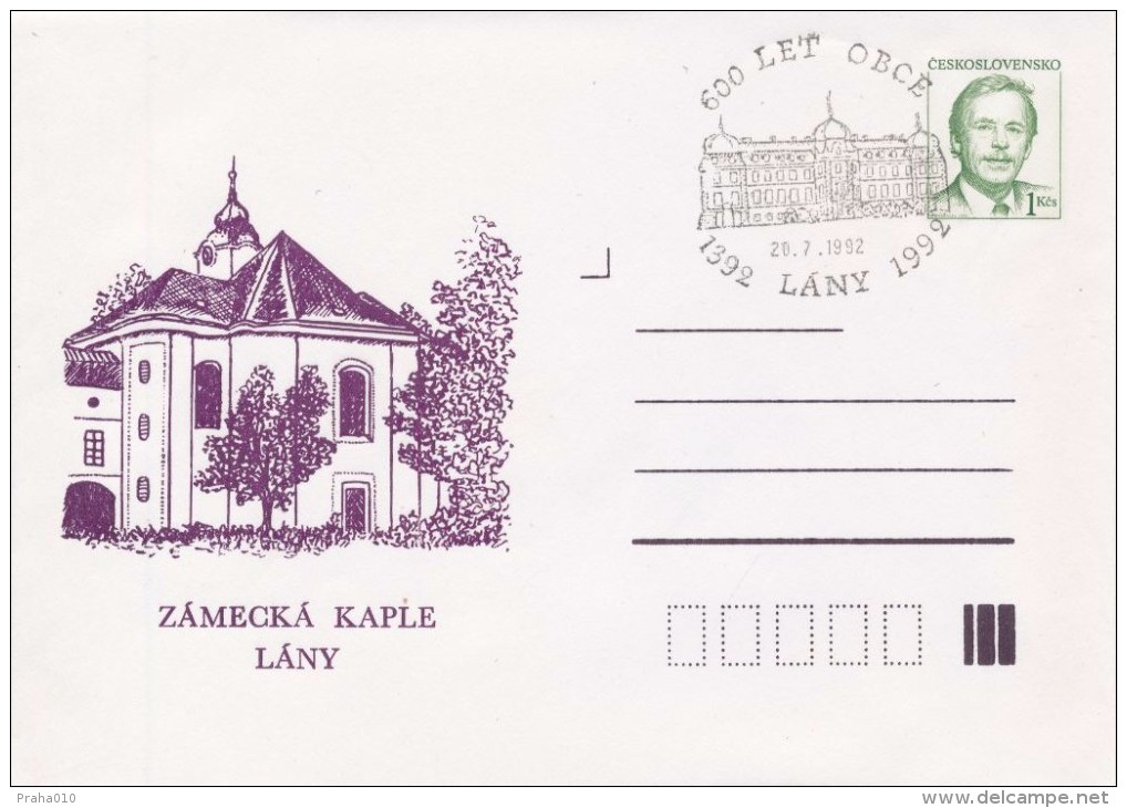 J0858-60 - Tchécoslovaquie (1992) Entiers Postaux / Président Vaclav Havel: Lany (3 Pièces), 600 Ans De Village - Covers