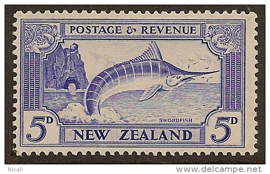 NZ 1935 5d Swordfish SG 584 HM #MQ121 - Unused Stamps