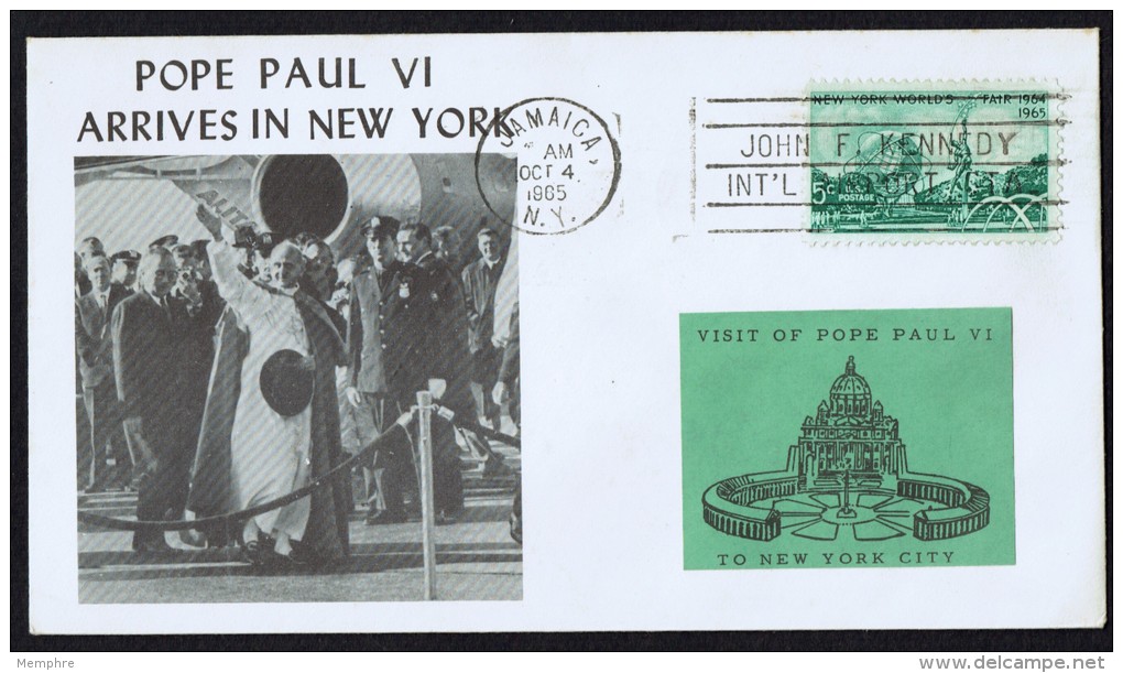 1965  Commemoration Of Pope  Paul VI Arriving In New York - Enveloppes évenementielles