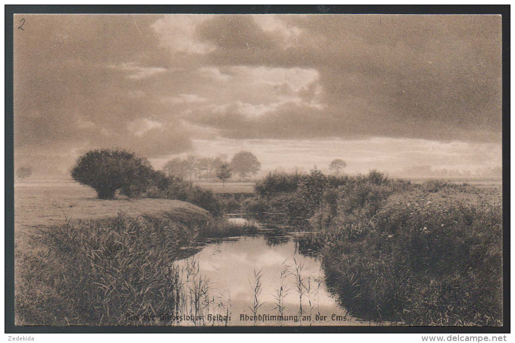 0331 Alte  Ansichtskarte Gütersloher Heide Güterloh - Abendstimmung An Der Ems - N. Gel. - Trigges - Guetersloh