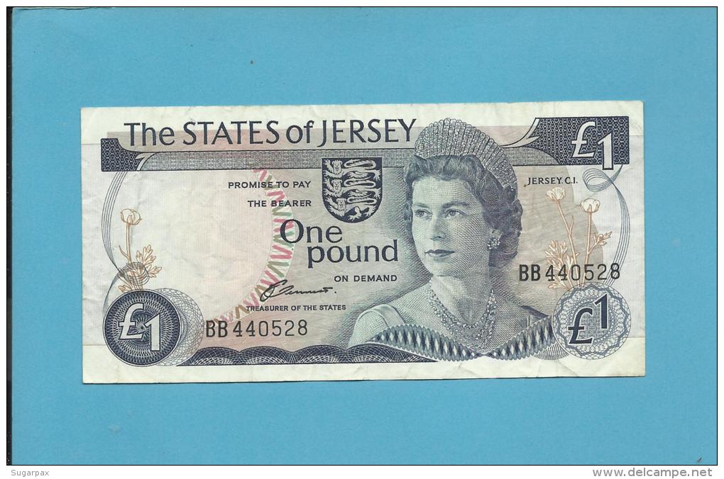 JERSEY - 1 POUND - ND ( 1976 - 83 ) - P 11.a -  Sign. 2 - Queen Elizabeth II - 2 Scans - Jersey