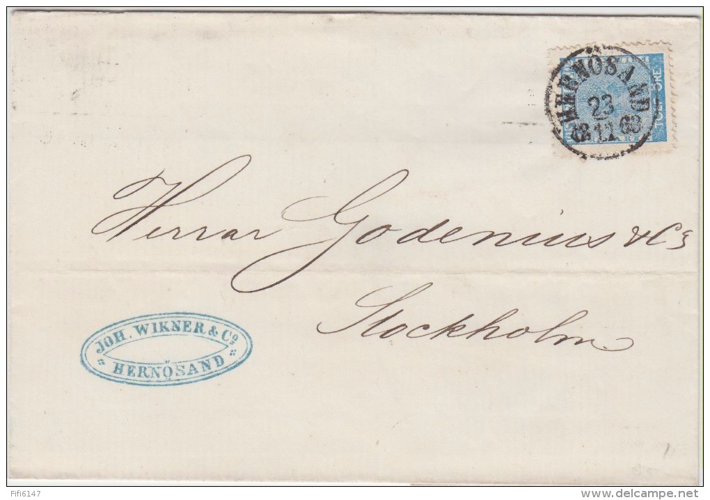 --SUEDE -- LETTRE DE HERNOSAND POUR STOCKHOLM - 1863 - Cartas & Documentos