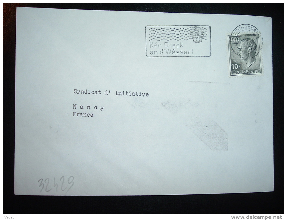 LETTRE TP 10F OBL.MEC. 16.6.77 LUXEMBOURG 1 + KEN DRECK AN D'WASSER! + TETE DE MORT - Inquinamento