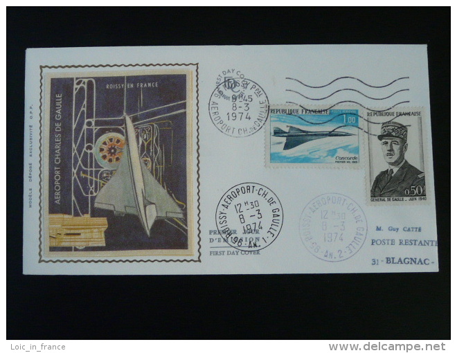 FDC Vol Test Concorde Roissy Toulouse 8 Mars 1974 Ref 54239 - Concorde