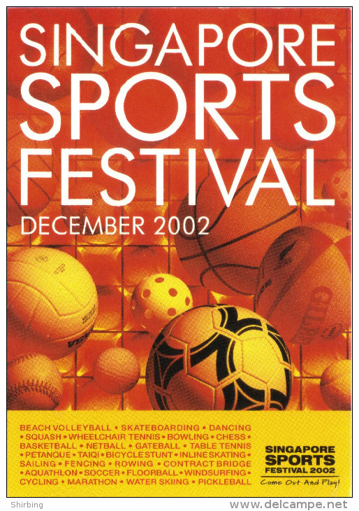 15S : Sport : Singapore Sports Festival : Football, Basketball, Volleyball, Rugby, Softball Etc Promo Adcard - Calcio