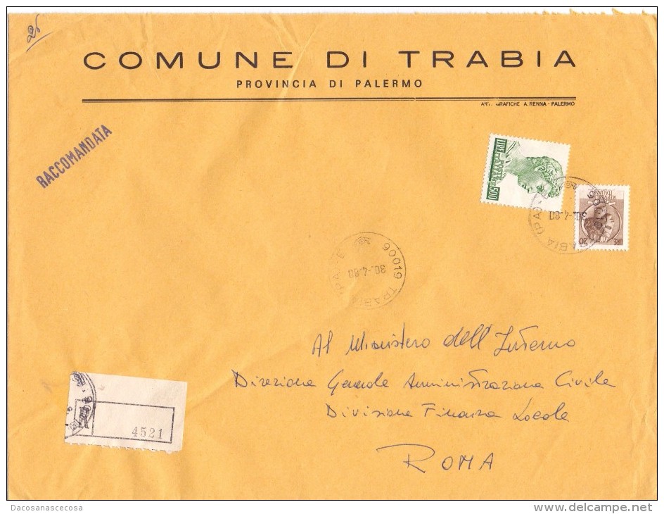 COMUNE DI TRABIA - 90019 - PROV PALERMO - R - 1980 - FTO 18X24 - TEMATICA TOPIC STORIA COMUNI D'ITALIA - Macchine Per Obliterare (EMA)