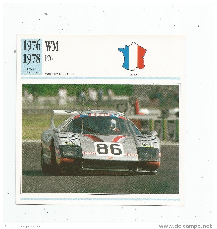 Fiche Illustrée , Automobile , Voitures De Course , Edito-service , France , 1976/1978 , WM , P76 - Voitures