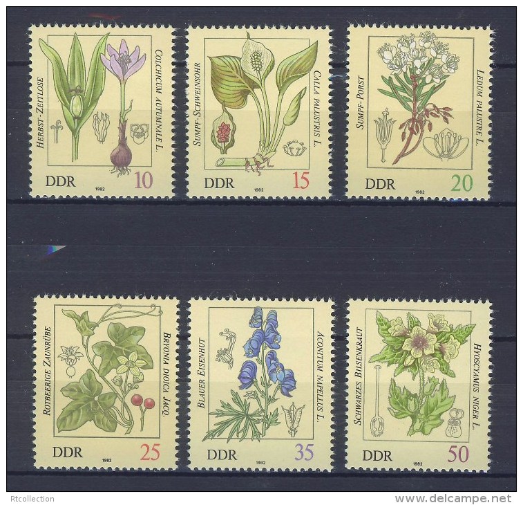 East Germany GDR 1982 Toxic Plants Poisonous Flowers Flora Nature Plant DDR Stamps MNH SC.2254-2259 Michel 2691-2696 - Toxic Plants