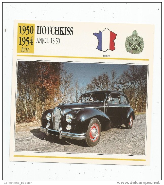 Fiche Illustrée , Automobile  , Edito-service , France , 1950/1954 , HOTCHKISS , Anjou 13.50 - Cars