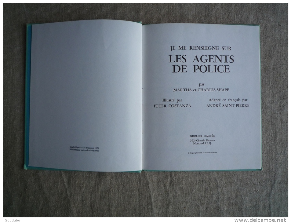 Je Me Renseigne Sur Les Agents De Police Martha Charles Shapp  Costanza  Grolier 1971 Québec. Voir Photos. - Andere & Zonder Classificatie