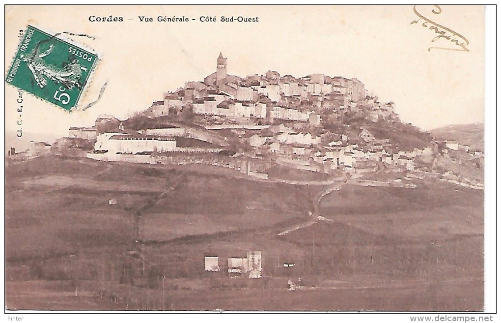 CORDES - Vue Générale - Côté Sud-Ouest - Cordes