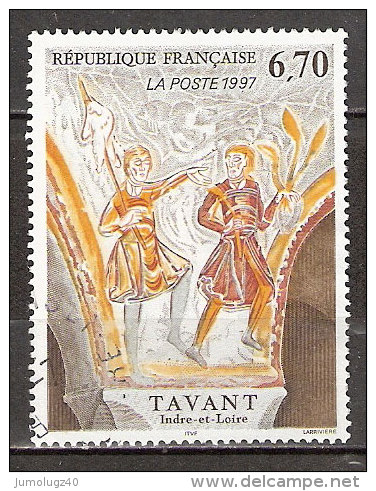 Timbre France Y&T N°3049 (03) Obl. Fresque De Tavant. 6 F. 70. Multicolore. Cote 1.00 € - Gebraucht