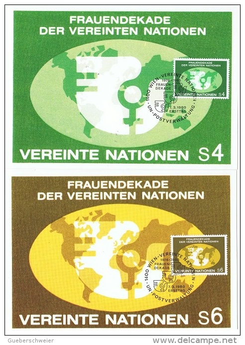 ONU-L36 - NATIONS UNIES Bureau De Vienne N° 9/10 Sur 2 Cartes Maximums Frauendekade 1980 - Maximumkarten