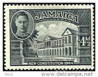 JAMAICA NEW CONSTITUTION KGVI BUILDING OUT OFF SET OF 7 4&1/2P BLACK  MLH 1944 MHD SG134-40 READ DESCRIPTION !! - Jamaica (...-1961)