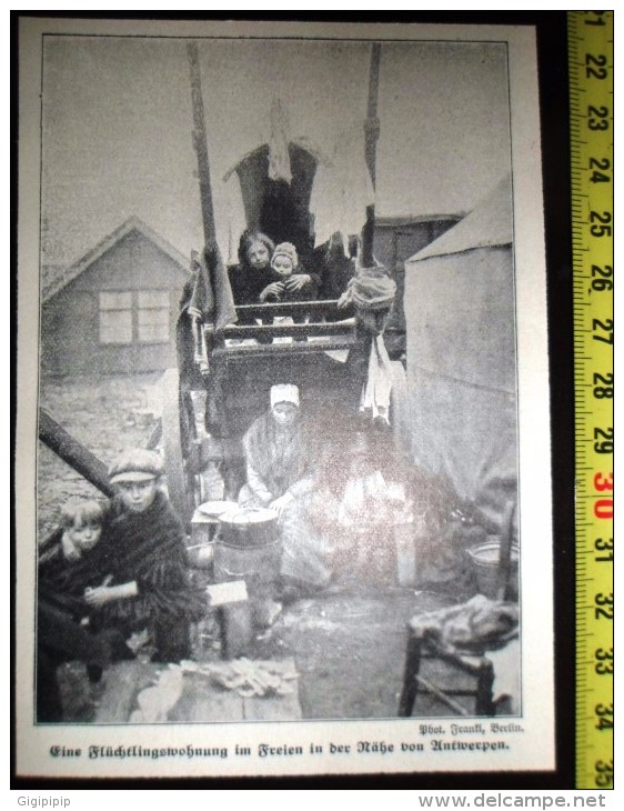 DOCUMENT PHOTO GUERRE 14/18 ANVERS HABITATION DE FORTUNE SOUS LA CARRIOLE  ANTWERPEN - Autres & Non Classés