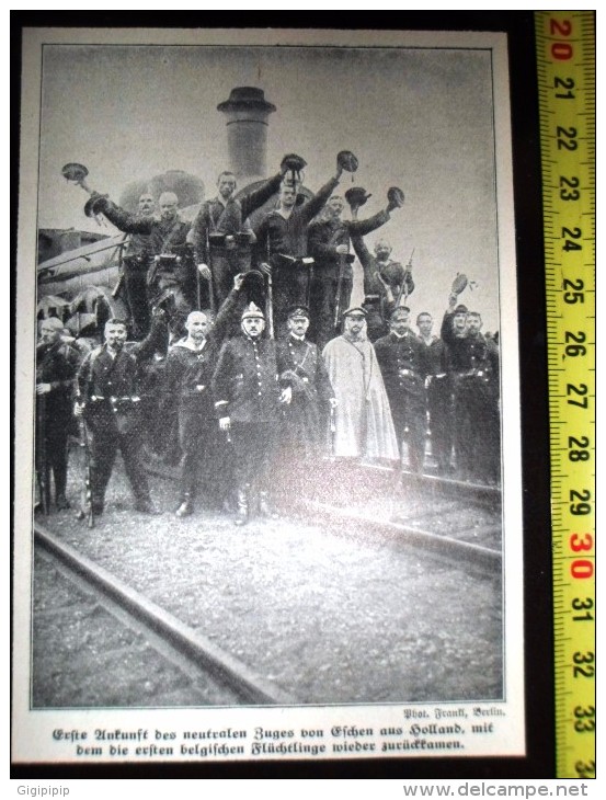 DOCUMENT PHOTO GUERRE 14/18 TRAIN ARRIVEE A ESCHEN - Andere & Zonder Classificatie