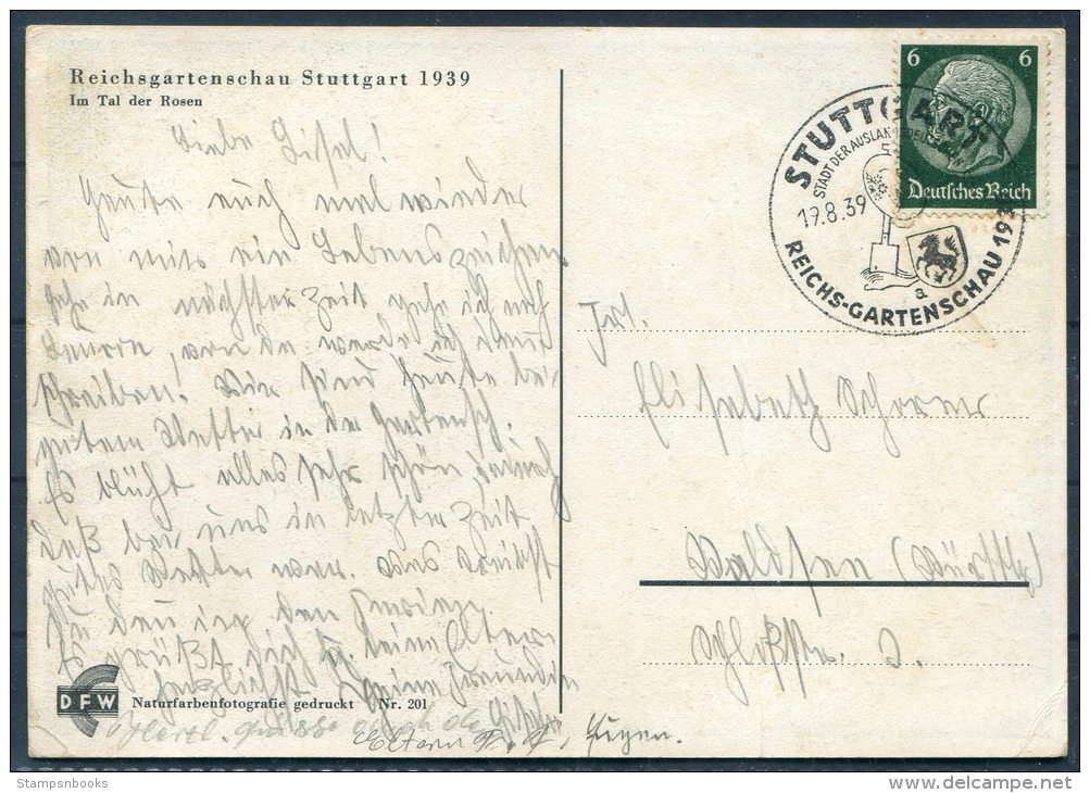 1939 Germany DR  Stuttgart Reichs Gartenschau DFW Postkarte - Covers & Documents