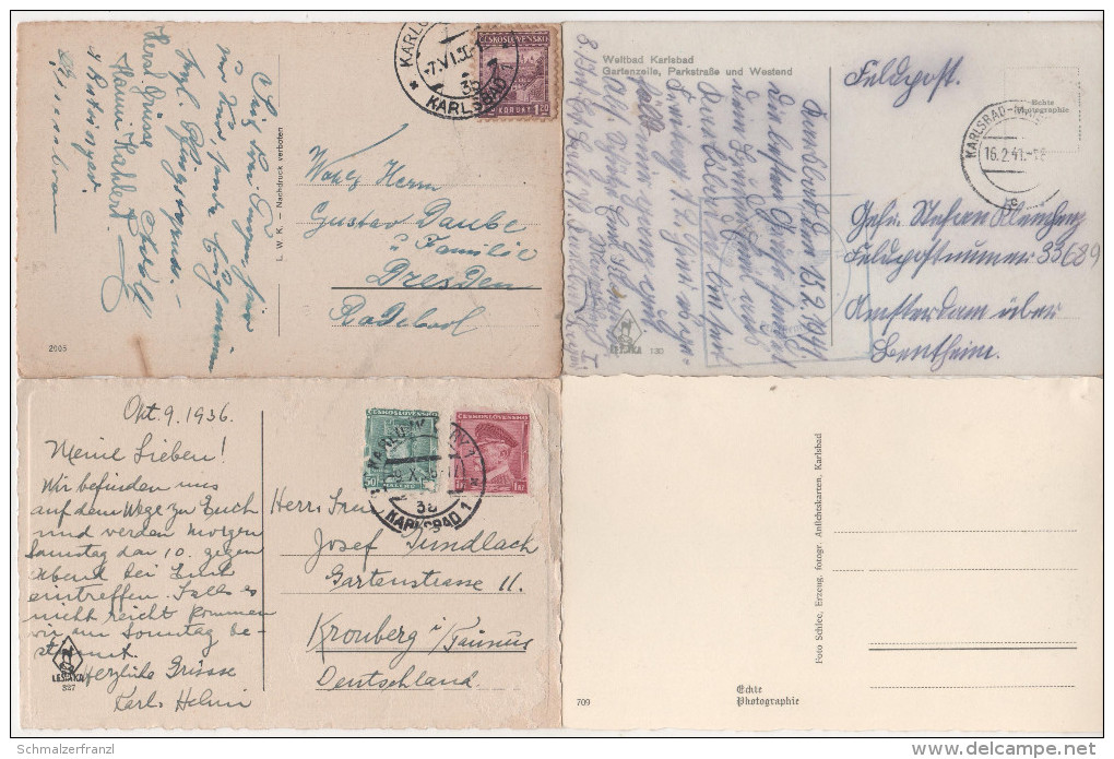 4 X AK Karlsbad Karlovy Vary Lot Sammlung Tschechien Sudeten Sudetenland Böhmen Egerland Cesky Ceska Tcheque Tschequie - Collections & Lots