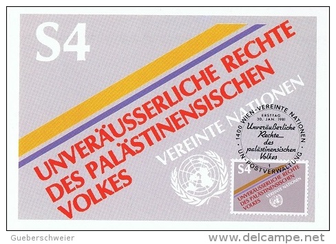 ONU-L48 - NATIONS-UNIES Bureau De Vienne N° 16 Sur Carte Maximum Les Droits Du Peuple Palestinien - Maximumkarten