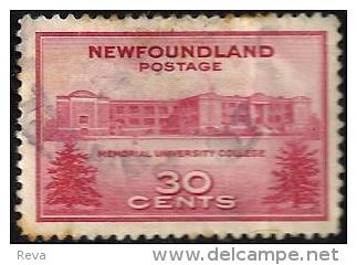 BRITISH NEWFOUNDLAND MEMORIAL UNIVERSITY COLLEGE BUILDING 30 CENTS RED UHG 1939(?) SG290 READ DESCRIPTION !! - 1908-1947