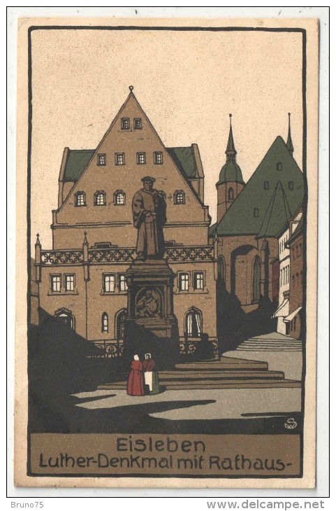 EISLEBEN - Luther-Denkmal Mit Rathaus - 1913 - Eisleben