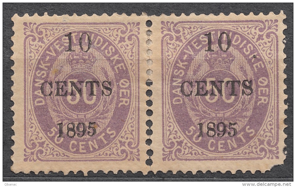 Denmark Danish Antilles (West India) 1895 Mi#15 Yvert#15 Mint Hinged Pair - Dänische Antillen (Westindien)