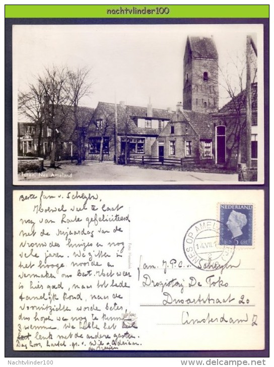 Ncg012 TOREN NES AMELAND WADDENEILAND 1948 NEDERLAND POSTCARD - Ameland