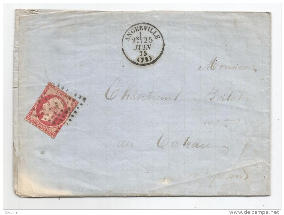 - Lettre - SEINE Et OISE - ANGERVILLE - PC.79 S/TPND N°17Ab + Càd T.16 - 1875 - 1853-1860 Napoleon III