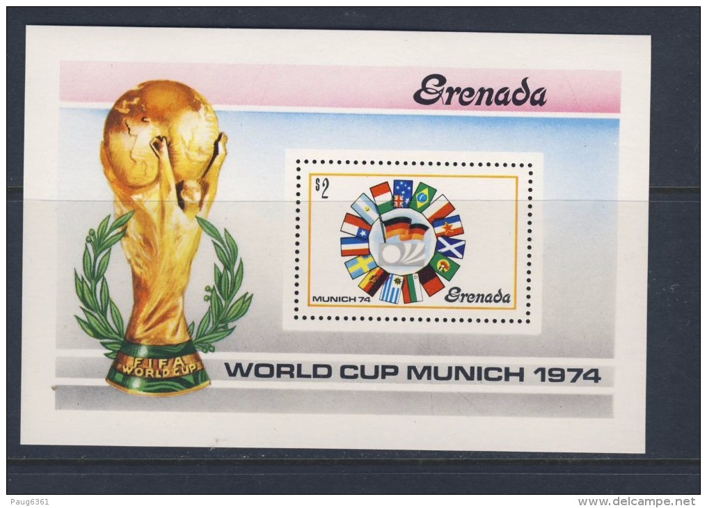 GRENADA  1974 FOOTBALL-DRAPEAUX  YVERT N°B32  NEUF MNH** - 1974 – Germania Ovest