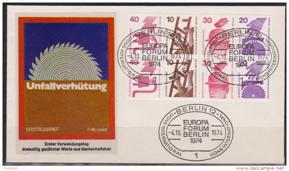 Berlin 1974 FDC  H-Blatt Mi-Nr.17 Unfallverhütung Auf Brief TOP ( D 2504 ) - Otros & Sin Clasificación