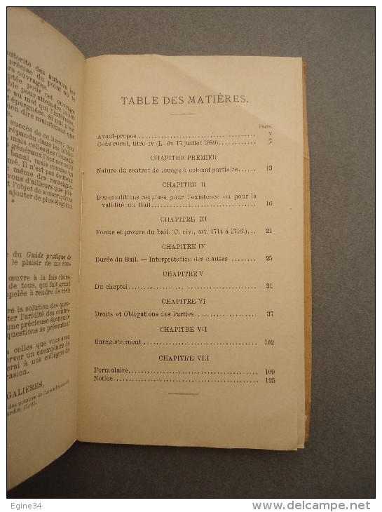 A. Baudoin - Traité Théorique Pratique Du CONTRAT De LOUAGE à Colonat Partiaire Ou BAIL A METAIRIE -  1890 - Droit