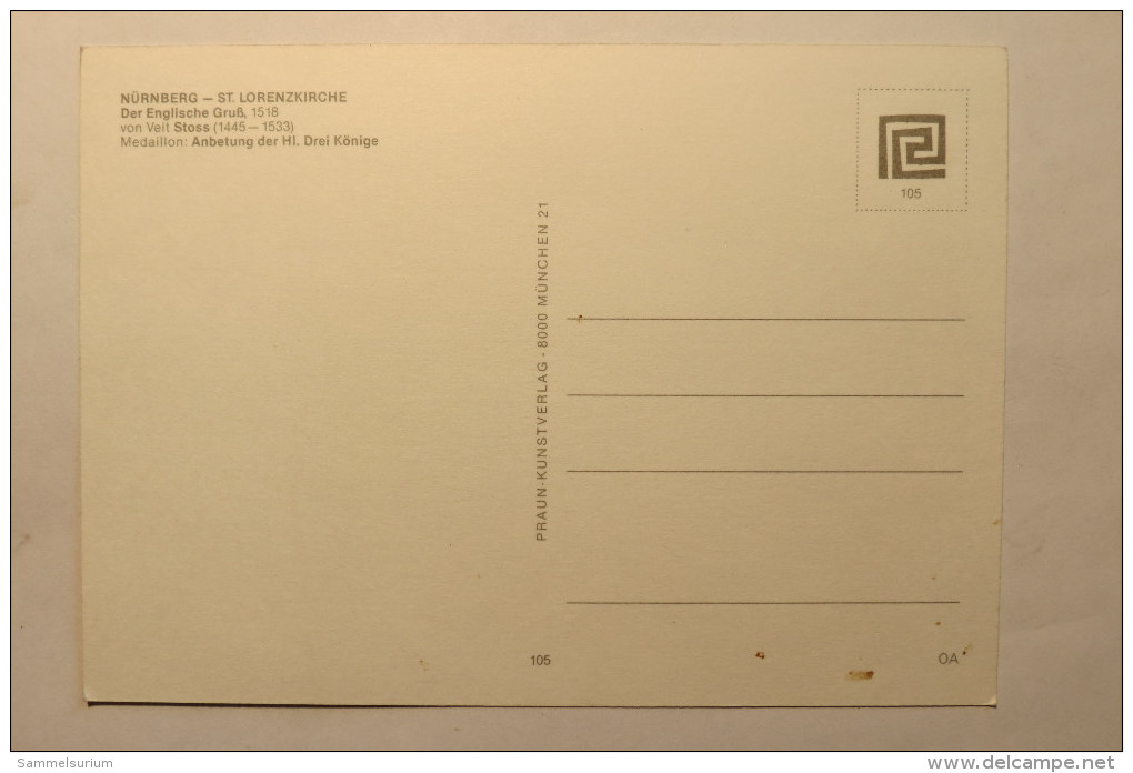 (6/6/61) AK "Nürnberg" St. Lorenzkirche, Der Englische Gruß Von Veit Stoss, Anbetung Der Hl. Drei Könige - Nuernberg