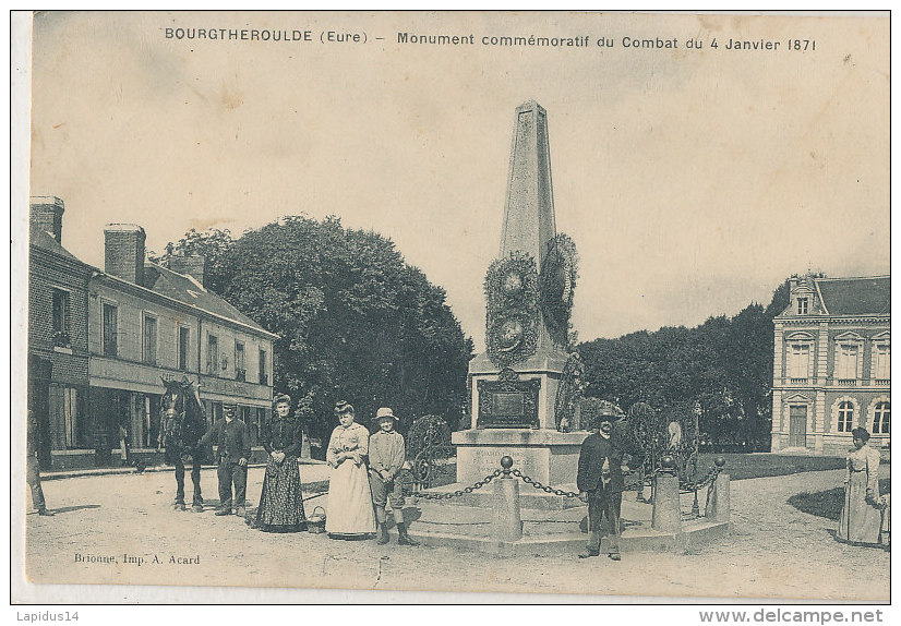 V V 922 / C P A  - BOURGTEROULDE   (27) MONUMENT COMMEMORATIF DU COMBAT DU 4 JANVIER 1871 - Bourgtheroulde