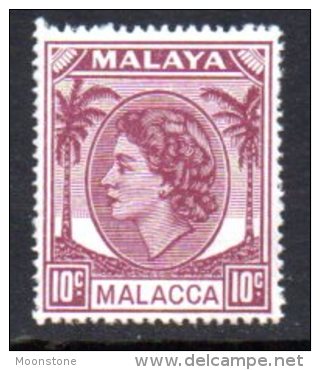 Malaya Malacca 1954-7 QEII 10c Brown-purple Definitive, MNH - Malacca