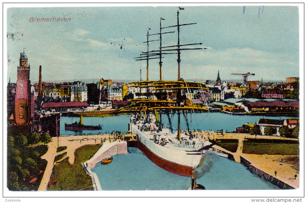 0359 Alte Ansichtskarte Bremerhaven Schiff Gel. 1928 - Bremerhaven