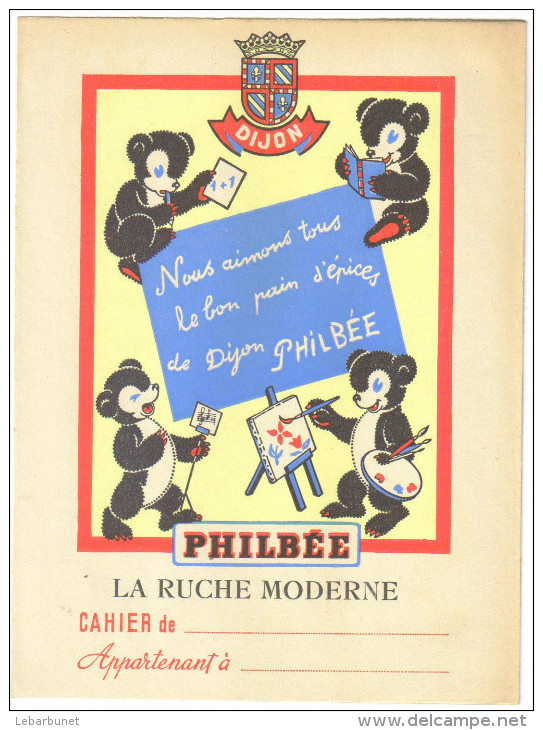 Protège Cahier Ancien "pain D'épice"  Philbée" La Ruche Moderne Avec Ours - Pan De Especias